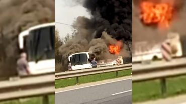 Մոսկվայի մարզում ֆուտբոլիստների տեղափոխող ավտոբուս է այրվել