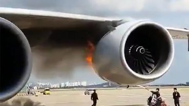 Սեուլի օդանավակայանում ականատեսները նկարել են ինքնաթիռի այրվող շարժիչը