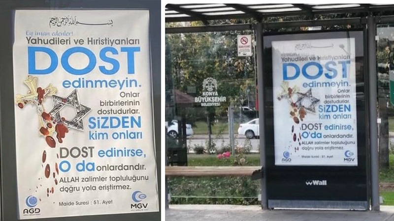 «Մի ընկերացեք հրեաների և քրիստոնյաների հետ»․ Քոնիայի դատախազությունը հանցակազմ չի գտել կանգառներում ռասիզմ քարոզող պաստառներում