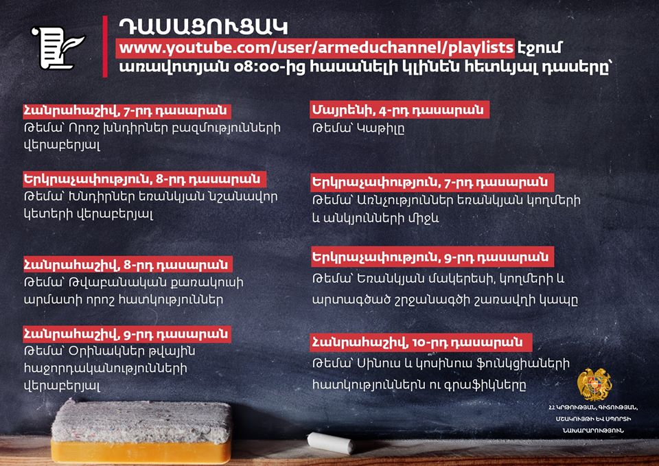 Արայիկ Հարությունյանը ներկայացրել է մարտի 31-ի դասացուցակը