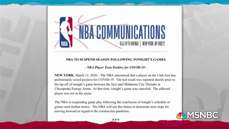 NBA-ը ևս դադարեցրեց կանոնավոր առաջնությունը