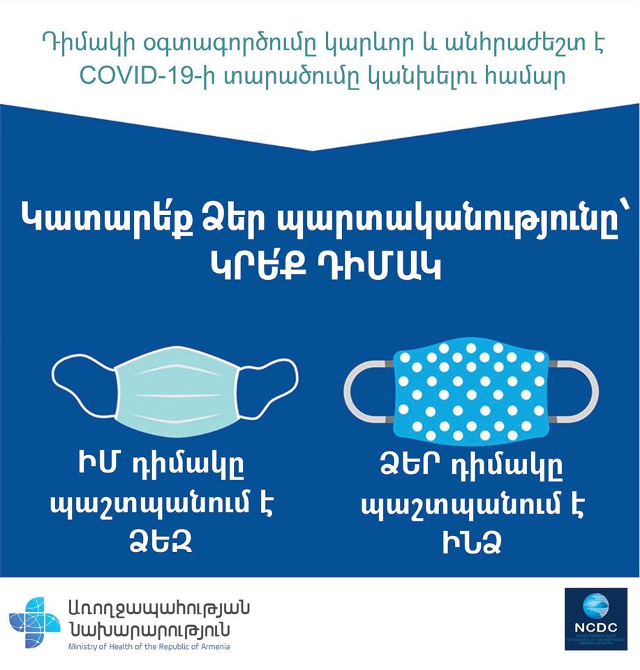 Դիմակի օգտագործումը կարևոր և անհրաժեշտ է COVID-19-ի տարածումը կանխելու համար
