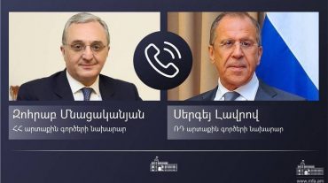 ԱԳ նախարար Զոհրաբ Մնացականյանը հեռախոսազրույց է ունեցել ՌԴ ԱԳ նախարար Սերգեյ Լավրովի հետ