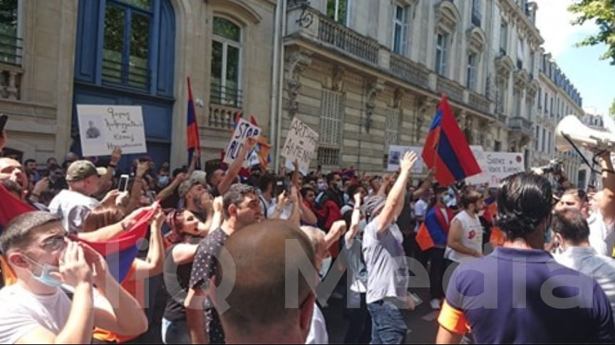 «Stop Aliev». Փարիզում Ադրբեջանի դեսպանատան մոտ հայերն ակցիա են անում