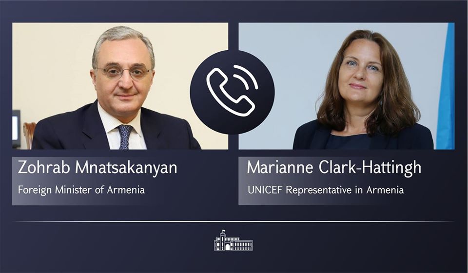 Զոհրաբ Մնացականյանը հեռախոսազրույց է ունեցել ՅՈՒՆԻՍԵՖ-ի հայաստանյան գրասենյակի ներկայացուցչի հետ