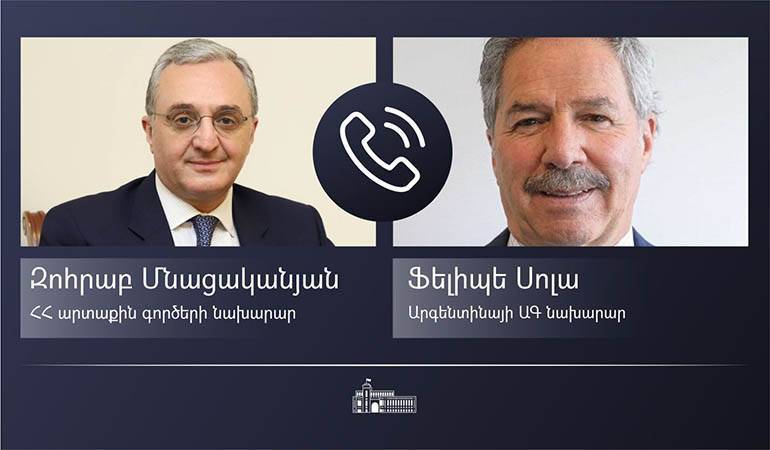 Զոհրաբ Մնացականյանը հեռախոսազրույց է ունեցել Արգենտինայի արտաքին գործերի, միջազգային առևտրի և պաշտամունքի նախարար Ֆելիպե Սոլայի հետ