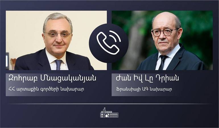 Զոհրաբ Մնացականյանը հեռախոսազրույց է ունեցել Ֆրանսիայի ԱԳ նախարար Ժան-Իվ Լը Դրիանի հետ