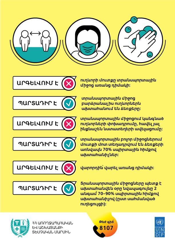 Ուղևորափոխադրող ընկերություններում շարունակվում են Covid-անվտանգության կանոնների վերահսկողական միջոցառումները
