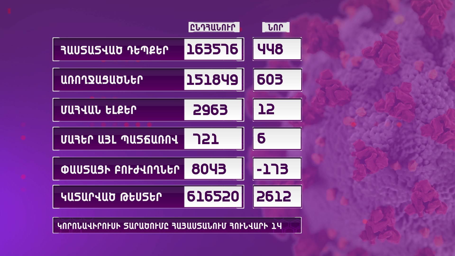 ՀՀ-ում արձանագրվել է կորոնավիրուսի 448 նոր դեպք, 12 մահ