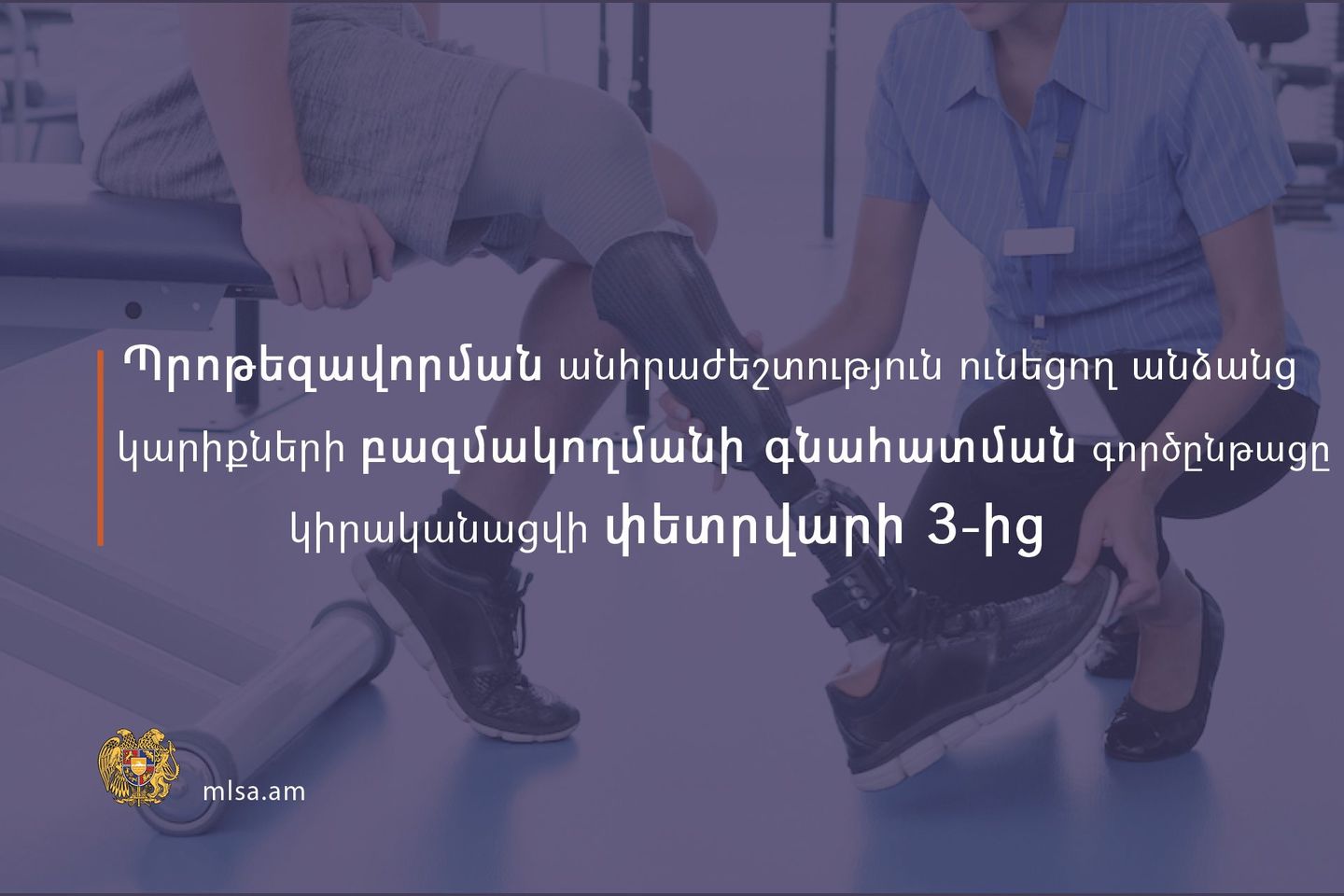 Պրոթեզավորման անհրաժեշտություն ունեցող անձանց կարիքների գնահատման գործընթացը կսկսվի փետրվարի 3-ից
