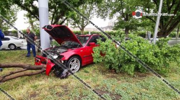 30-ամյա վարորդը BMW-ով Ազատության պողոտայում տապալել է ծառն ու հայտնվել կանաչ գոտում
