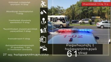 Սեպտեմբերի 13-14-ը բացահայտվել է հանցագործության 61 դեպք