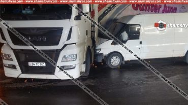 Ապարանում բախվել են MAN-ն ու Ford Transit-ը. կա վիրավոր