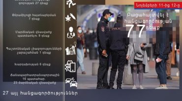 Նոյեմբերի 11-12-ը բացահայտվել է հանցագործության 77 դեպք