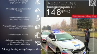Դեկտեմբերի 17-ից 20-ը բացահայտվել է հանցագործության 146 դեպք
