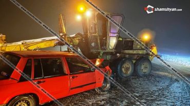Կոտայքի մարզում բախվել են Volvo-ն ու ձնամաքրող մեքենան