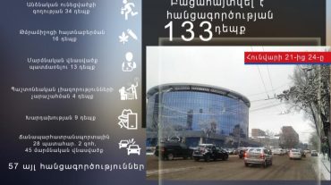 Հունվարի 21-ից 24-ը բացահայտվել է հանցագործության 133 դեպք