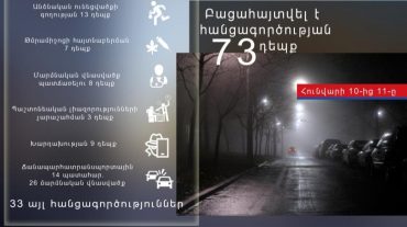 Հունվարի 10-ից 11-ը բացահայտվել է հանցագործության 73 դեպք