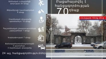 Հունվարի 19-ից 20-ը բացահայտվել է հանցագործության 70 դեպք