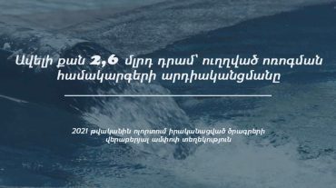Ոռոգման համակարգերի արդիականացման նպատակով 2021 թվականին Արմավիրի մարզում ներդրվել է ավելի քան 2,6 մլրդ դրամ