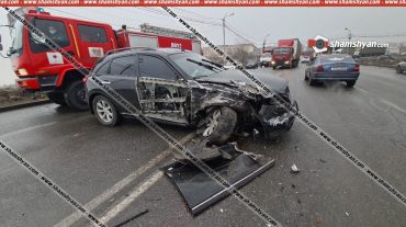 Դավիթ Բեկի փողոցում բախվել են Infiniti-ն և կանչով հրդեհի վայր մեկնող հրշեջ ավտոմեքենան. կա վիրավոր