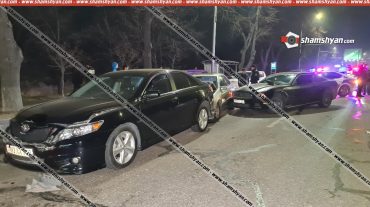 Շղթայական ավտովթար՝ Երևանում. բախվել են Jaguar-ը, Toyota-ն, 2 Mercedes և Opel Zafira-ն