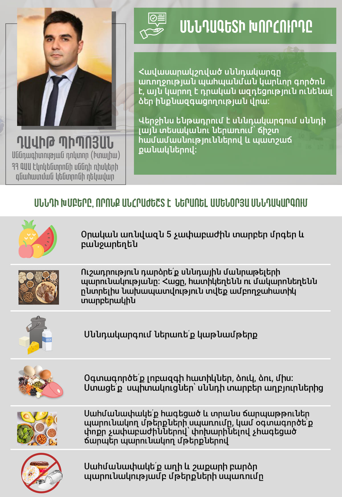 Սննդի խմբերը, որոնք անհրաժեշտ է ներառել ամենօրյա սննդակարգում․ սննդաբանի խորհուրդները