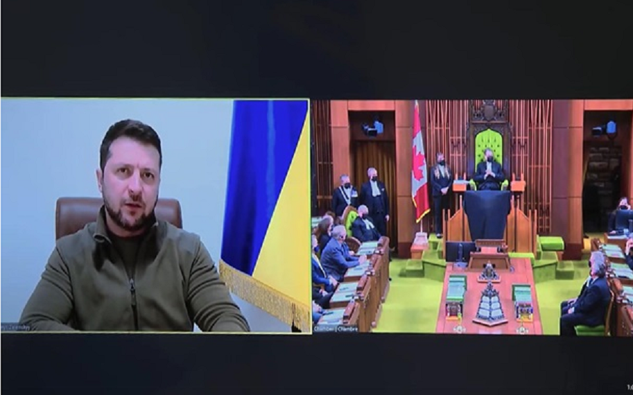 Զելենսկին տեսակապով ելույթ է ունեցել Կանադայի խորհրդարանում