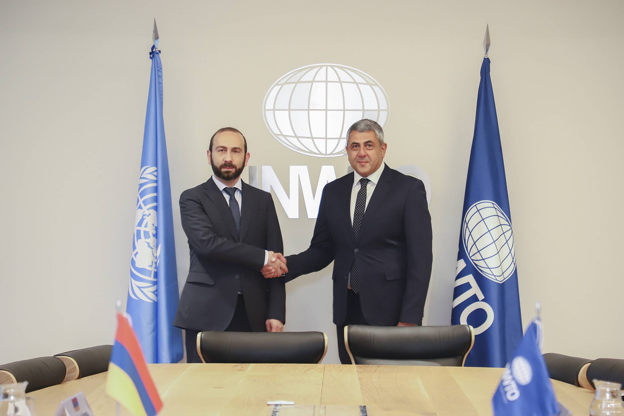 Արարատ Միրզոյանը հանդիպել է ՄԱԿ ԶՀԿ գլխավոր քարտուղարի հետ