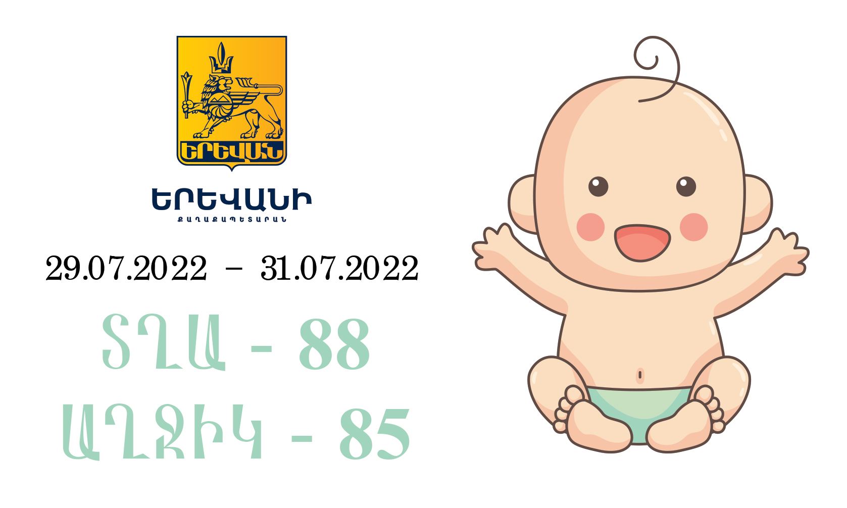 88 տղա և 85 աղջիկ. Երևանում ծնունդների վիճակագրությունը