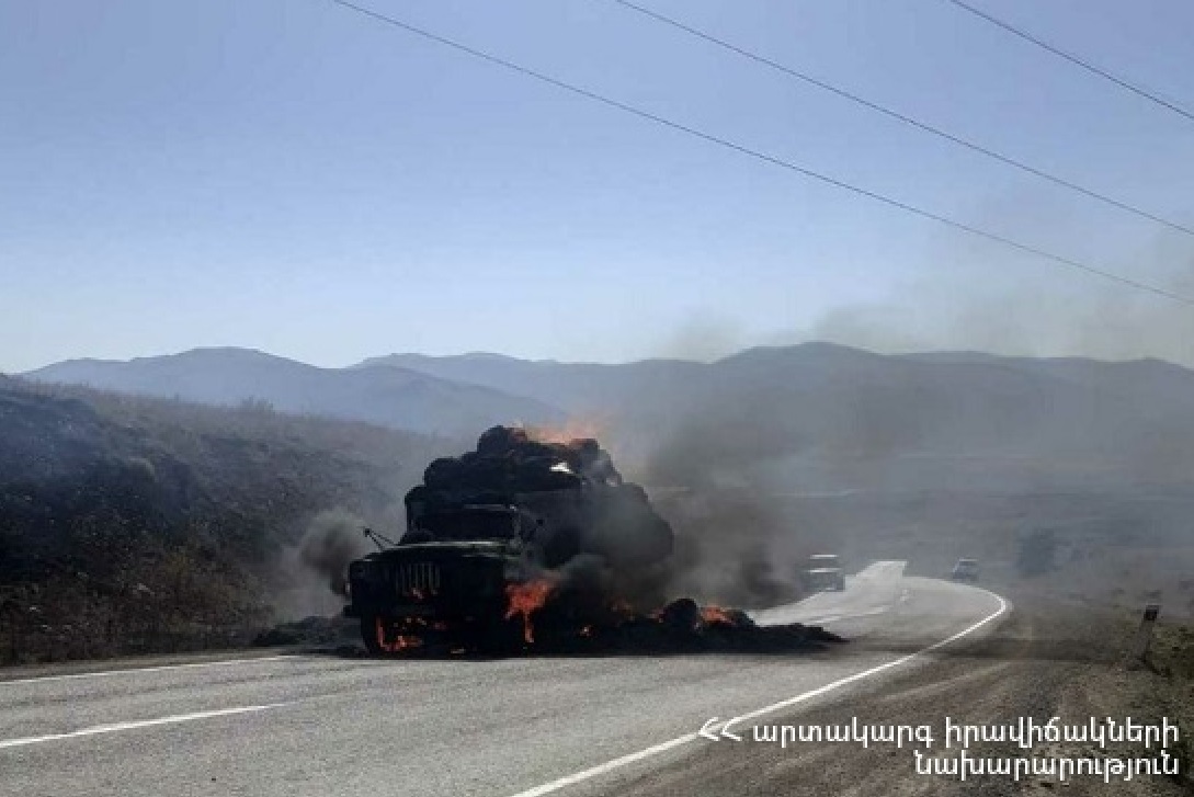 Այրվել է «GAZ-53» մակնիշի ավտոմեքենան՝ բարձած 160 հակ անասնակերով