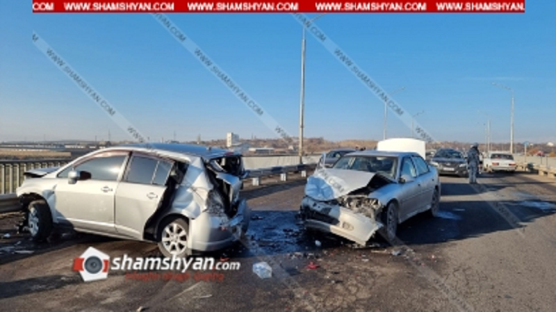 Նոր Հաճնի կամրջի վրա բախվել են Nissan Tida և Opel Vectra մակնիշի ավտոմեքենաները. կան վիրավորներ