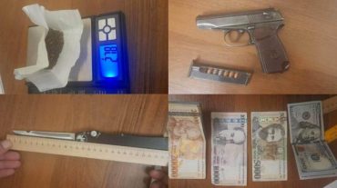 Երիտասարդի մոտ լիցքավորված ատրճանակ, թմրամիջոց և դանակներ են հայտնաբերվել