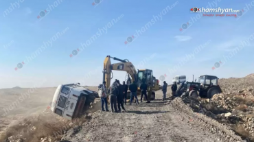 Արմավիրի մարզում կողաշրջվել է իրանական ընկերությանը պատկանող ավտոբուսը. կան վիրավորներ