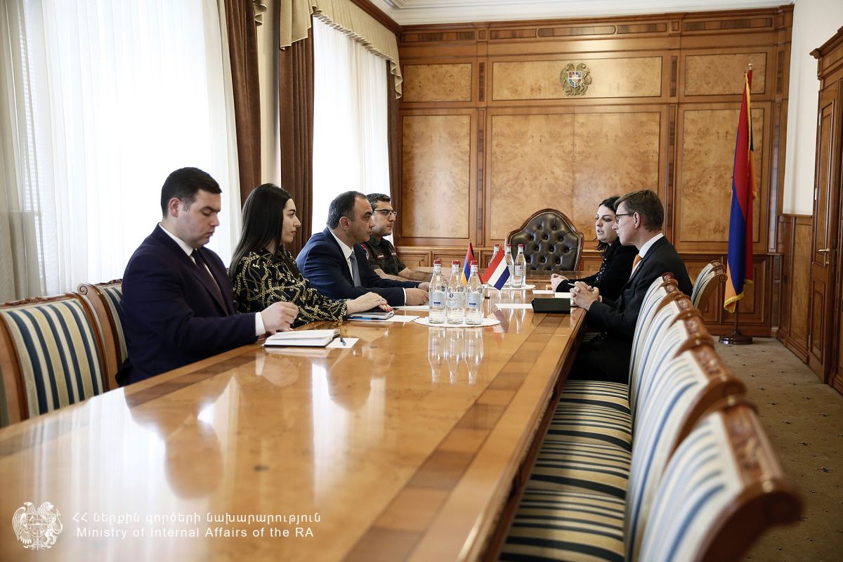 ՆԳ նախարարը և Նիդերլանդների Թագավորության դեսպանը քննարկել են իրավապահ մարմինների և անվտանգության ոլորտի բարեփոխումների աջակցությանն ուղղված ծրագրերը