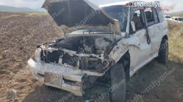 Խոշոր ավտովթար Սյունիքի մարզում․ Mitsubishi Pajero-ն մի քանի պտույտ շրջվելով՝ հայտնվել է դաշտում․ կան վիրավորներ
