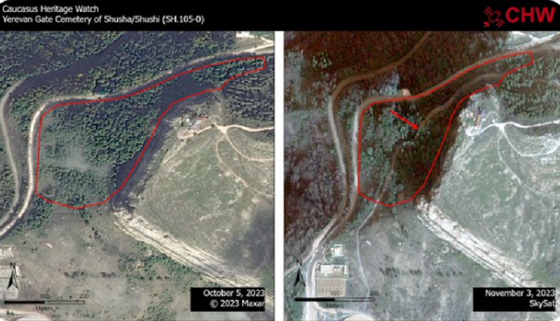 Ադրբեջանցիները ճանապարհ են փորել Շուշիում գտնվող պատմական գերեզմանատան միջով. Caucasus Heritage Watch