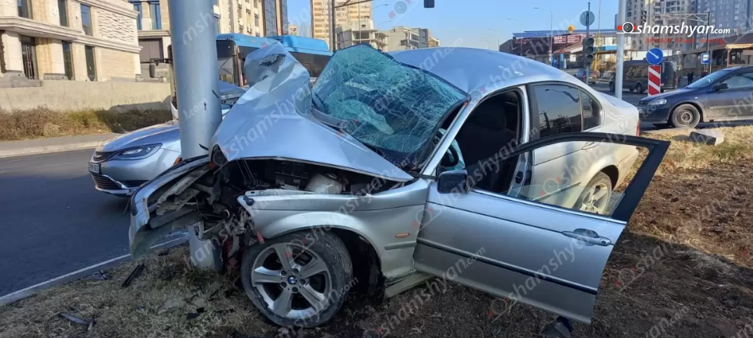 Երևանում 38-ամյա վարորդը ոչ սթափ վիճակում BMW-ով բախվել է երկաթե էլեկտրասյանը. կան վիրավորներ