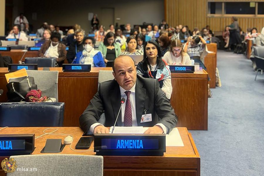 Նախարար Նարեկ Մկրտչյանը ելույթ է ունեցել ՄԱԿ Կանանց կարգավիճակի հարցերով հանձնաժողովի 68-րդ նստաշրջանում
