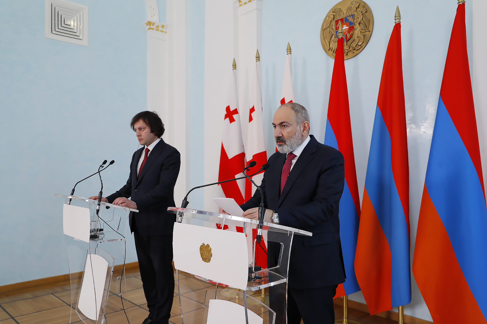Նիկոլ Փաշինյանը և Իրակլի Կոբախիձեն ԶԼՄ ներկայացուցիչների համար հանդես են եկել հայտարարություններով