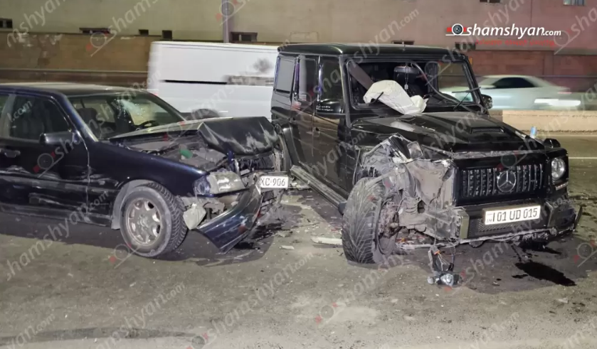 Շղթայական ավտովթար՝ Երևանում․ բախվել են «Mercedes G»-ն, 2 «Mercedes»-ներ, «Toyota Camry»-ն, «Hyundai Elantra»-ն և «Renault Logan»-ը․ կա վիրավոր