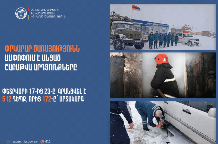 Փրկարար ծառայությունն ամփոփում է անցած շաբաթը
