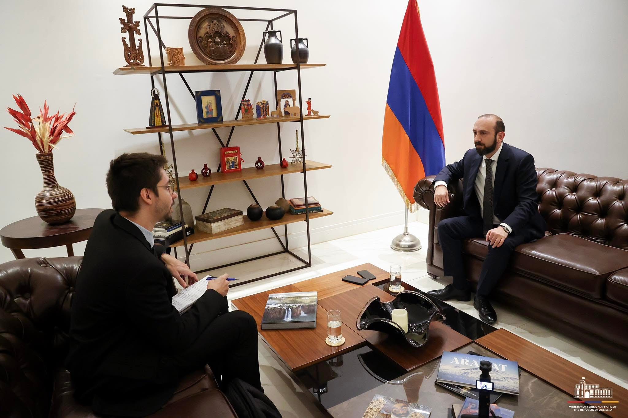 Արարատ Միրզոյանը հարցազրույց է տվել Բրազիլի ամենամեծ և ազդեցիկ օրաթերթերից մեկը հանդիսացող «Folha»-ին