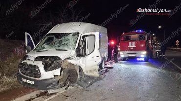 Արագածոտնի մարզում բախվել են «Ford Transit»-ն ու «Kamaz»-ը. կա վիրшվnր