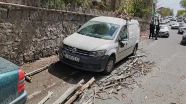 Երևանում չորացած ծառը կոտրվել և ընկել է կայանված «Volkswagen»-ի վրա