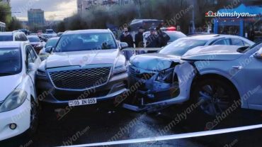 Շղթայական ավտովթար՝ Երևանում․ բախվել են «Genesis»-ը, «Lixiang»-ը, «Toyota Camry»-ն և «Nissan Tiida»-ն․ կան վիրավորներ