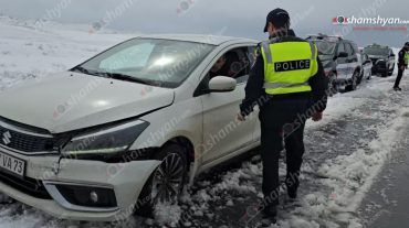 Արագածոտնի մարզում «Suzuki»-ն մերկասառույցի պատճառով բախվել է երկաթե արգելապատնեշին