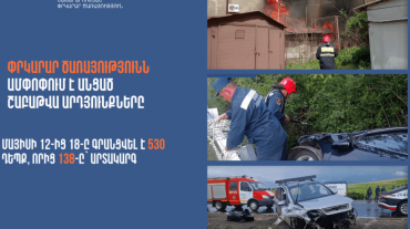 ՆԳՆ ՓԾ ճգնաժամային կառավարման ազգային կենտրոնում գրանցվել է 530 դեպք, որից 138-ը՝ արտակարգ