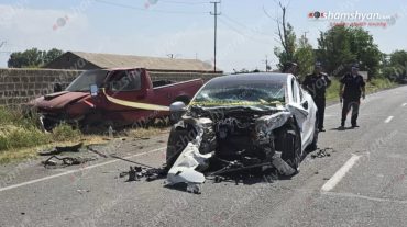 Արմավիրի մարզում բախվել են «Tesla»-ն ու «Jeep Pickup»-ը