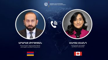 Արարատ Միրզոյանը հեռախոսազրույց է ունեցել Կանադայի ԱԳ նախարար Անիտա Անանդի հետ